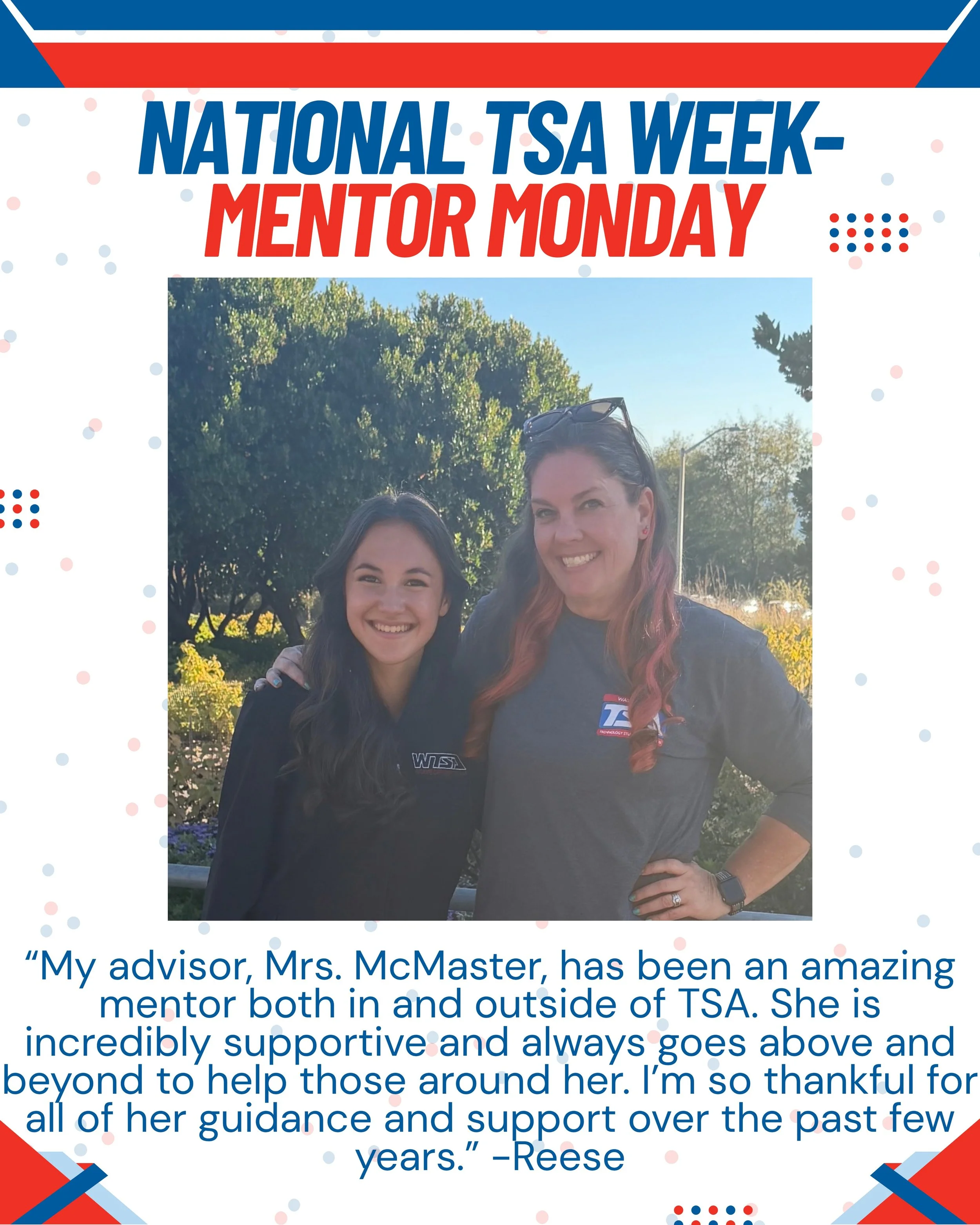 Happy National TSA Week! We are excited to celebrate this week and start with Mentor Monday! Take a look at what your WTSA State Officers have to say about their wonderful mentors!

#ForwardTogether @nationaltsa