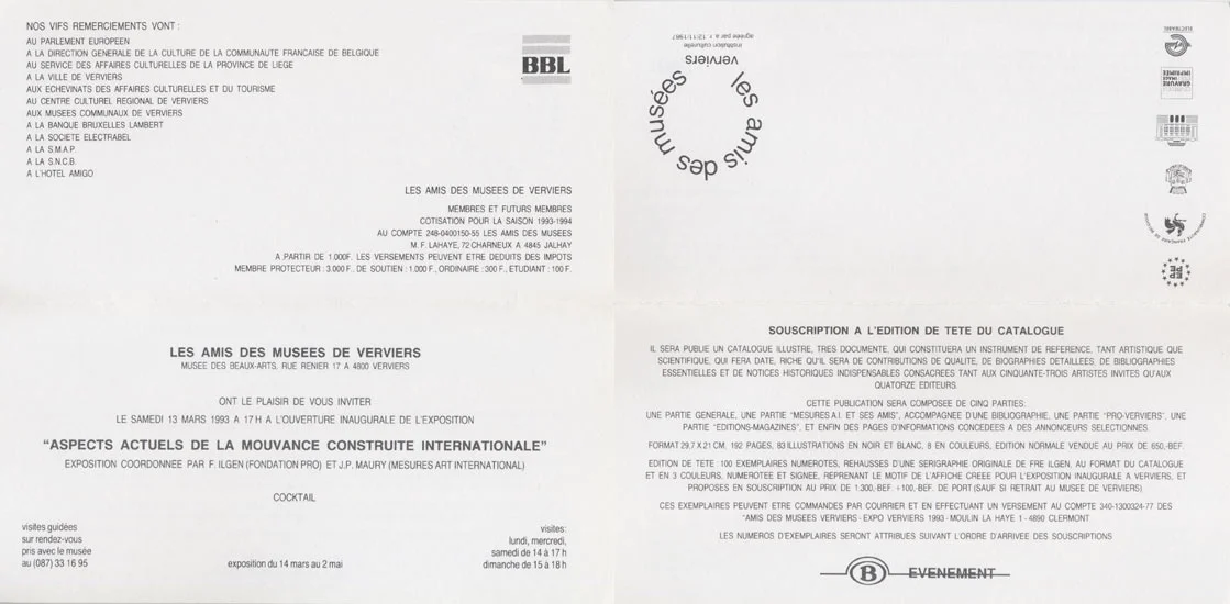1990 Aspects de la Mouvance Construite Internationale Galerie Cogeime, Bruxelles, B