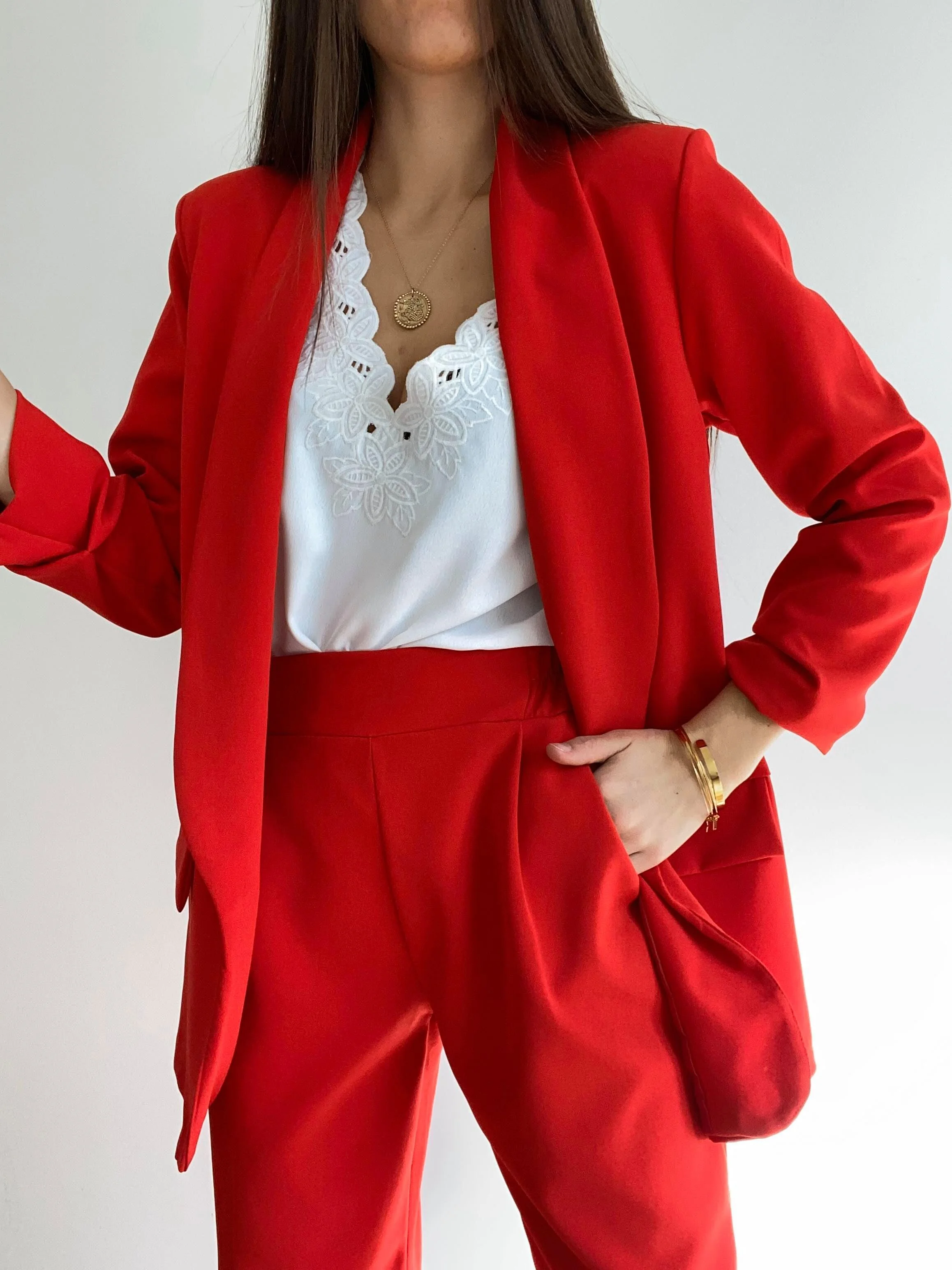 ensemble tailleur rouge