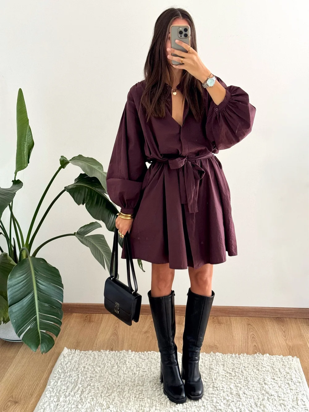 Robe Mi-longue Prune Bustier Avec Ceinture Intégrée – Taille 40 – élégante Et Chic