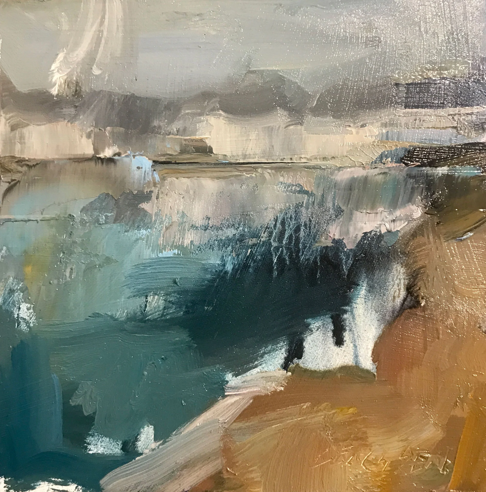 Bonaire Coast / Oil on Board / 6 x 6 IN / SOLD (Copy)