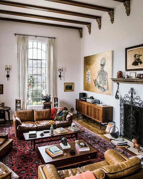 This is my inspiration for our front room. All we have to do is paint the walls, hang the art and remove the pool table that Indiana ate. Yeah. Totally not kidding. Our dog ate every pocket for pool table and then, started going after the wood itself. 