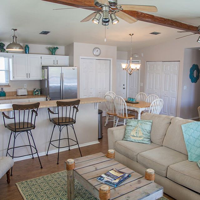 Meet our upstairs beach unit, the Starfish! One of the things we love most about this one is the ocean view from the back porch. Swipe left to take a peek, although the photos really don&rsquo;t do it justice!