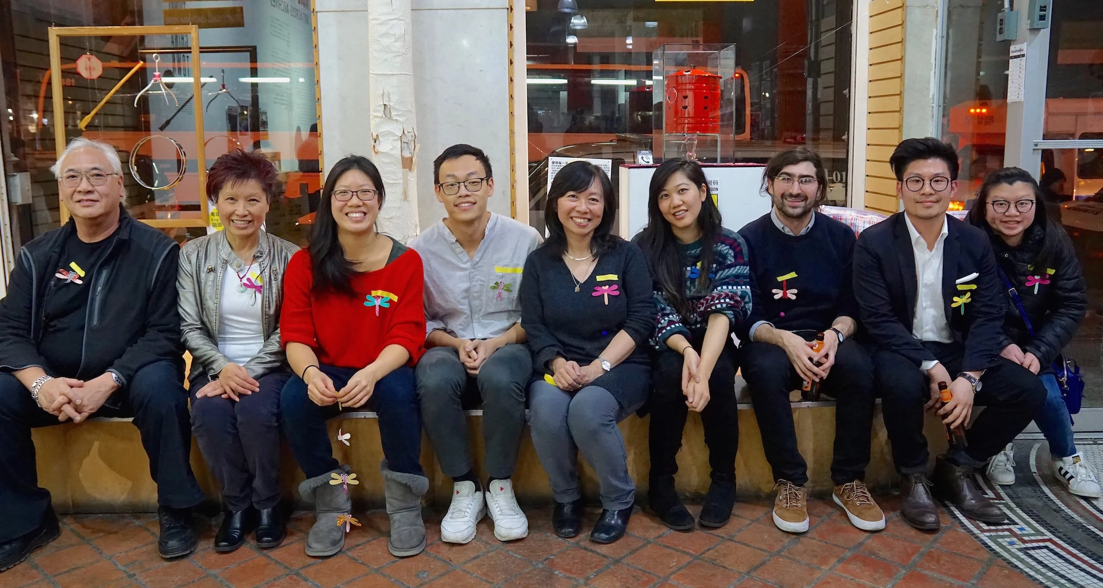 Our EVERYDAY CHINATOWN Project Team: Richard Young, Meemee Chin, Yin Kong, Simon Wu, Amy Chin, Jennifer Lai, Aaron Reiss, (Luke Cheng, and Belinda Lin didn't make it into the pic!) And a big thanks to our community partners for lending us a space in their shop to display the project: Sophia Ng (Po Wing Hong), Kenneth Ma (Mott Optical), and Joanne Kwong (Pearl River Mart)