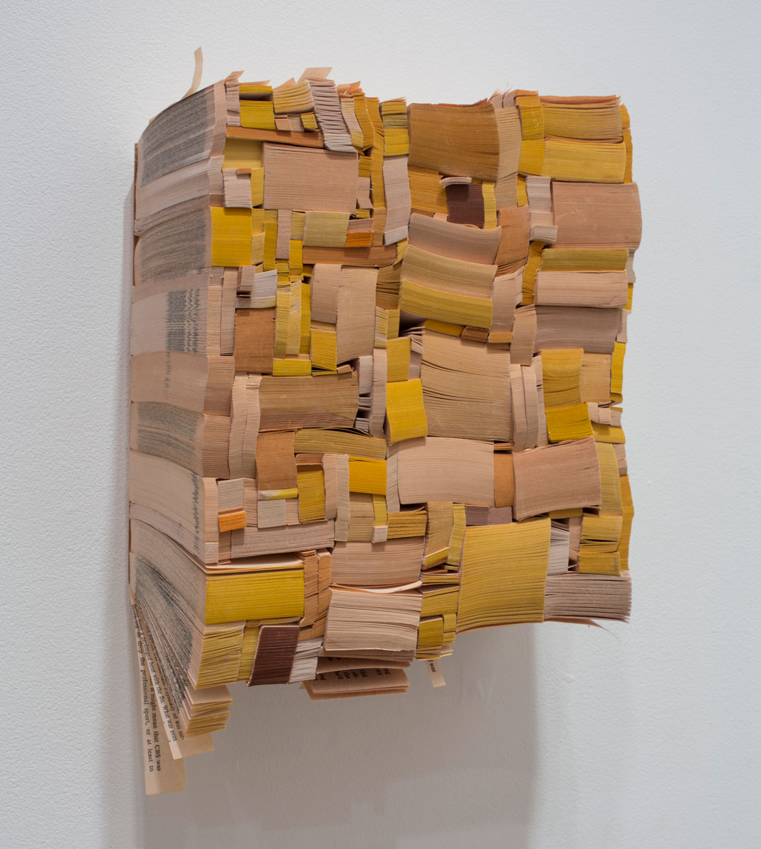   Word , 2013 paperback book slices, wood and bookbinder's glue 9.5 x 8.75 x 4" 
