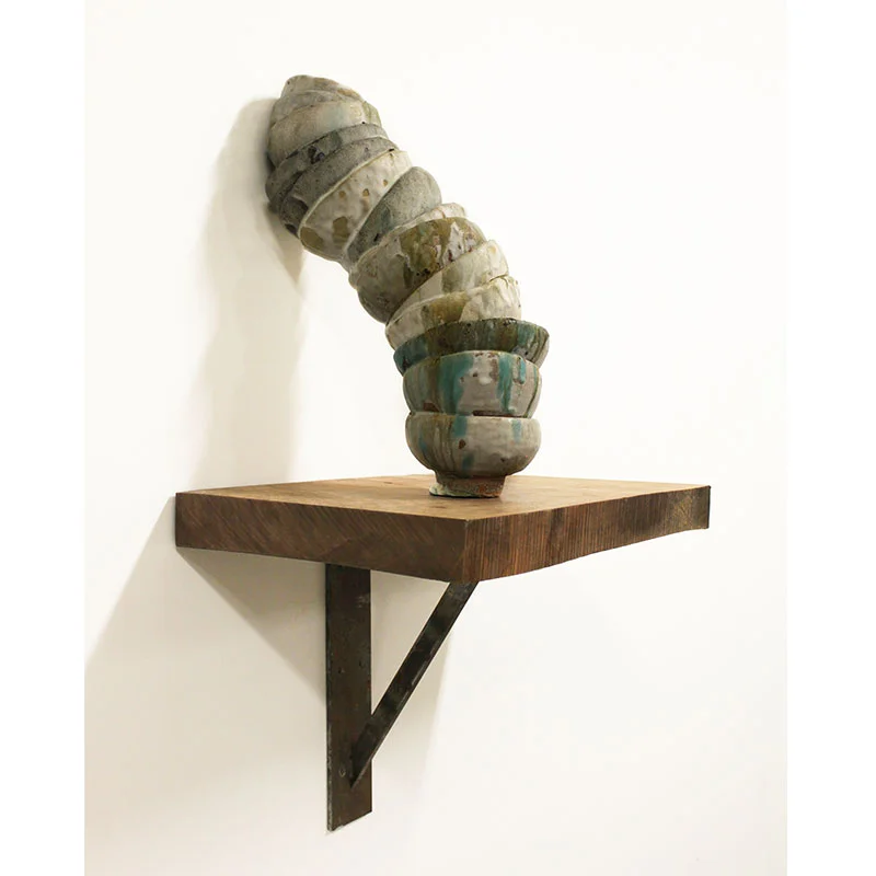 Untitled (perpetually collapsing) , 2016 ceramic with wood and metal shelf 33 x 29 x 13.5" SOLD