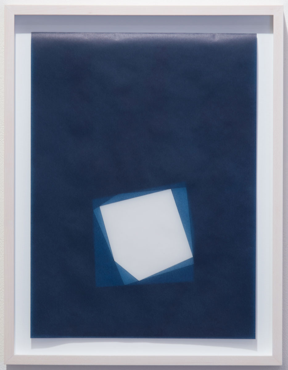   Untitled, 2016-0818 , 2016 indigo pigment in wax on paper 16 x 12" paper 18.5 x 14.5" framed 