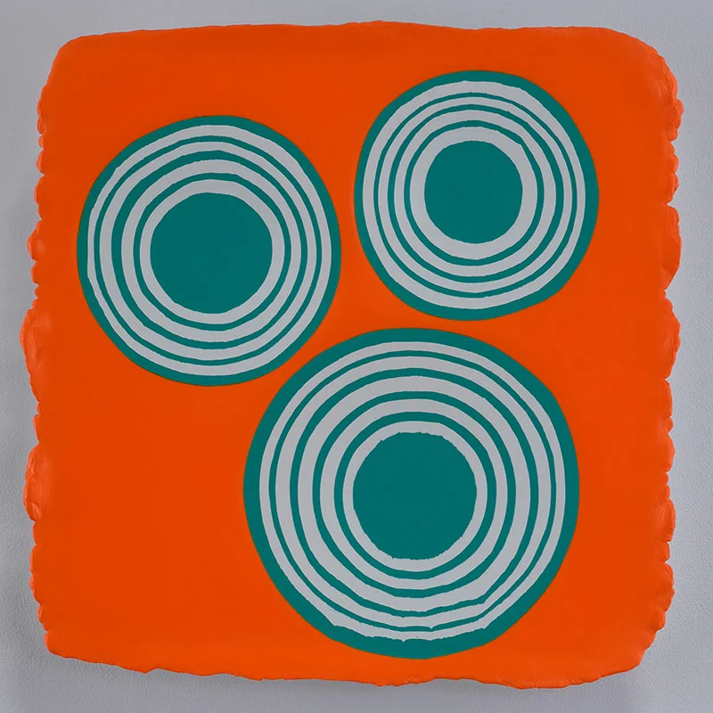 Jeremy Hof 3 Green Circles on Orange , 2014 acrylic on panel 14 x 14" Inquire >