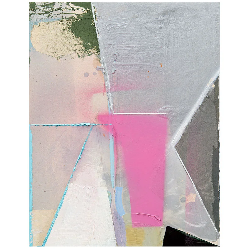 Slippery Silver Linings , 2017 magazine paper, Flashe, oil, spray paint, graphite and traces of fabric on panel 13 x 10" SOLD
