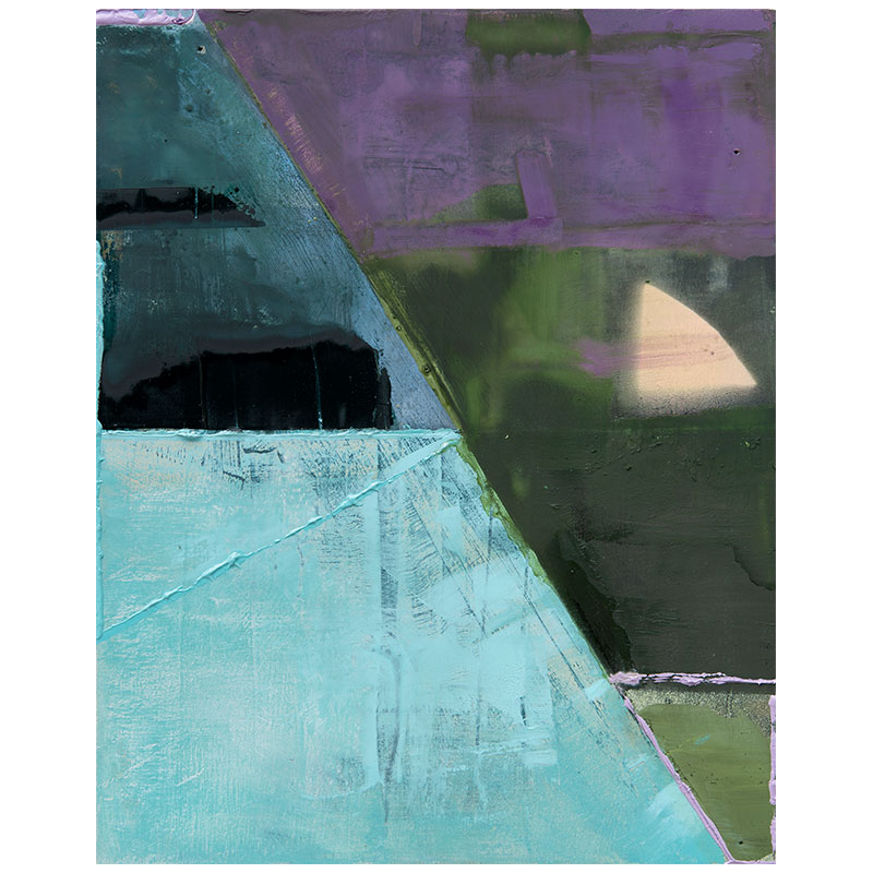 Slippery Slope (pink moon) , 2017 Flashe, oil, spray paint and graphite on panel 15 x 12" SOLD