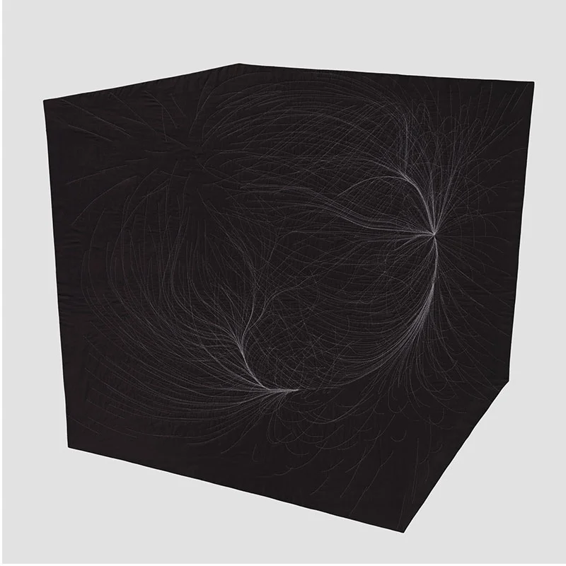 Structure within a Cube - AVM 68 , 2015 hand-stitched cotton 78 x 77" SOLD