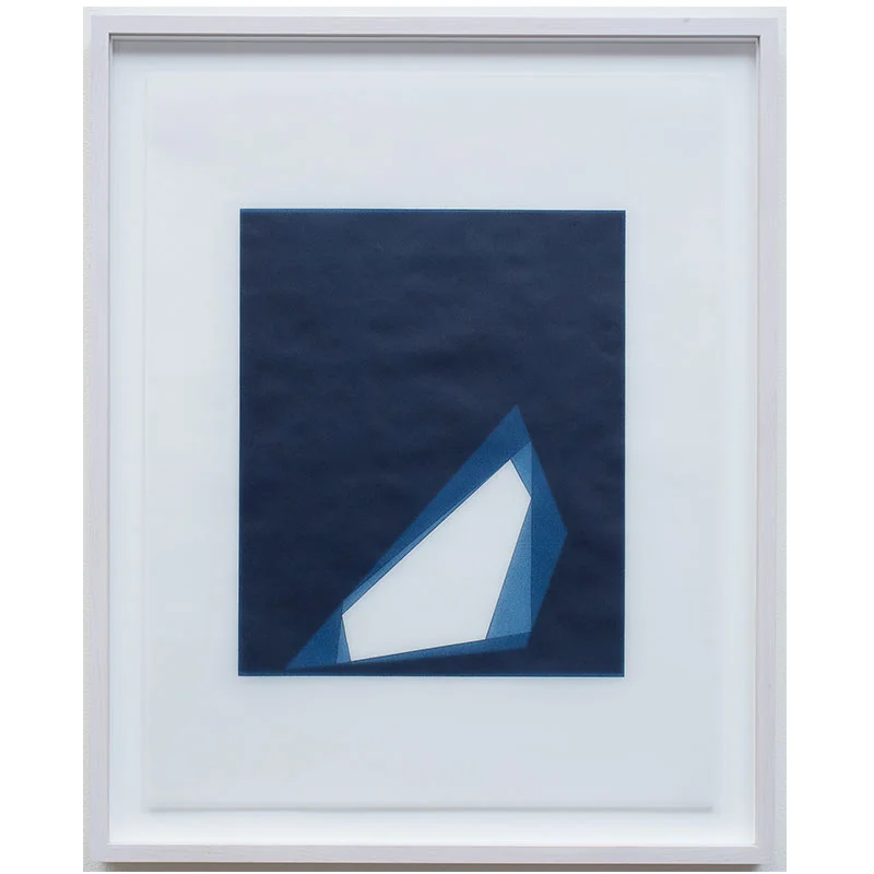Untitled, 2016-0409 , 2016 indigo pigment in wax on paper 23 x 18" paper 26.5 x 21.5" framed