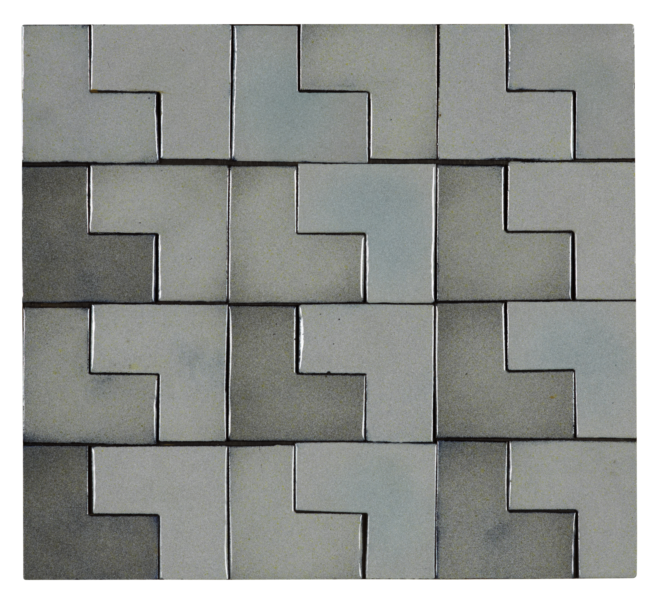   Straight Pattern , 1979 enamel on steel 12 x 13.5" 