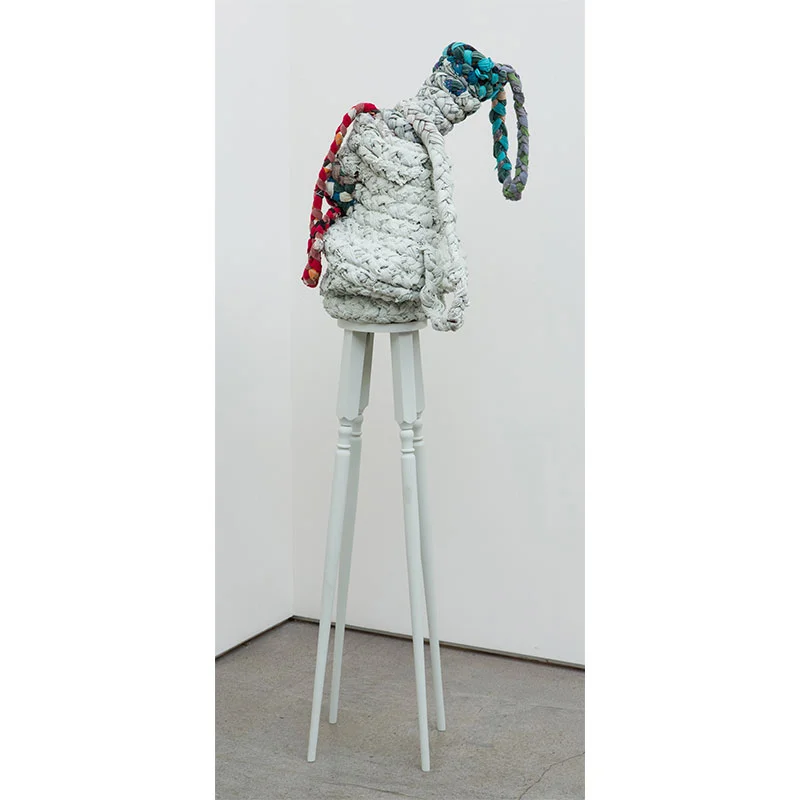 Too Many Curtains , 2016 donated fabric, thread, epoxy resin, house paint, wood 57 x 19 x 18" Inquire >