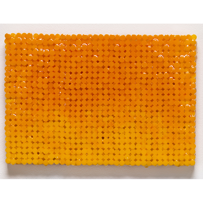 Yellow Canvas , 2018-19 cigarette filters, resin and ink 7.75 x 11.25 x 1.5" Inquire >