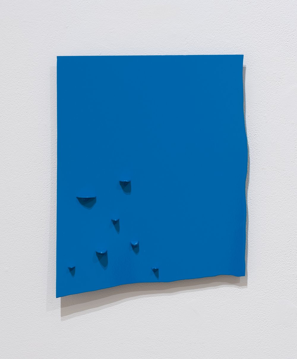 Amanda Wojick, blue, 2022, powder coated steel, 15 x 12", $1,500