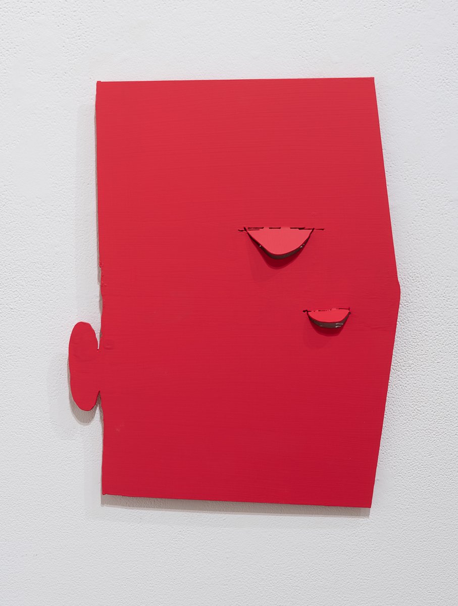 Amanda Wojick, red, 2022 steel, paint and mulberry paper, 17.5 x 13.5", $1,500