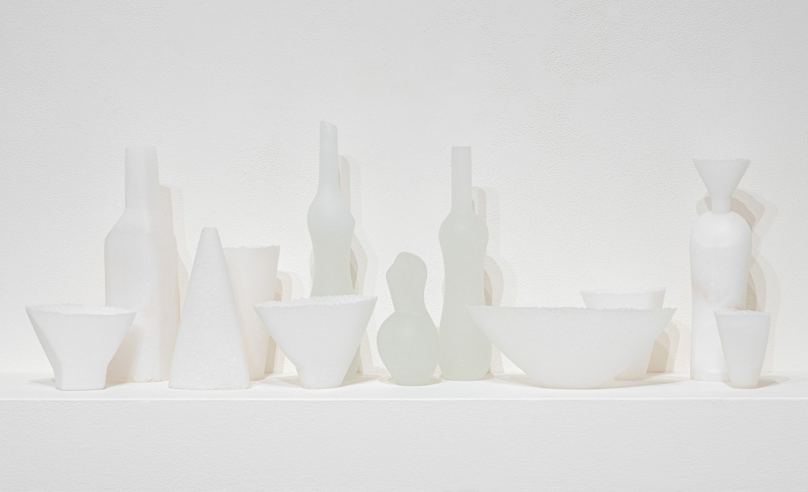   Still Life, Lineage in White , 2002 cast glass and alabaster 13 x 36 x 8" 