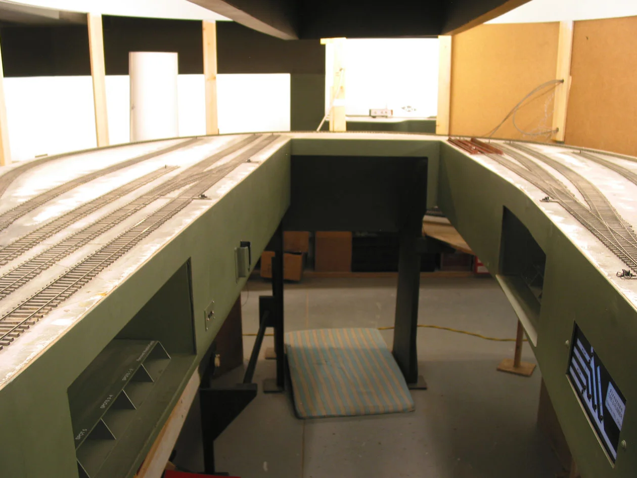 Fillmore's fascia has been completed, showing work stations at each switching area with car card files.