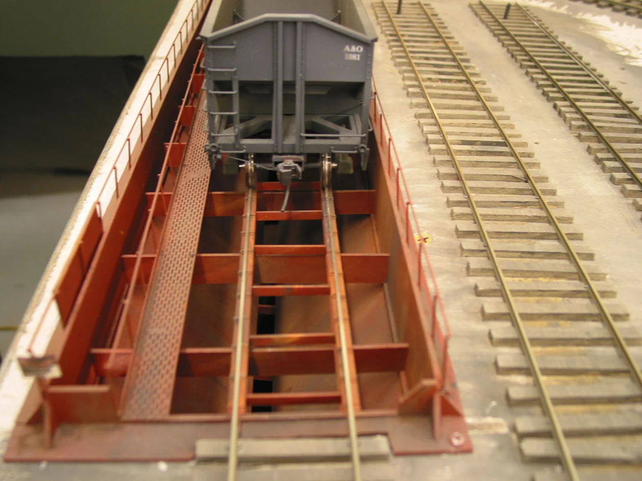 There are two coal dumps in Fillmore for industrial power generation. They were made from styrene and brass. Four such Buckeye Power & Light coal dump-trestles are planned for A&O 2.0.