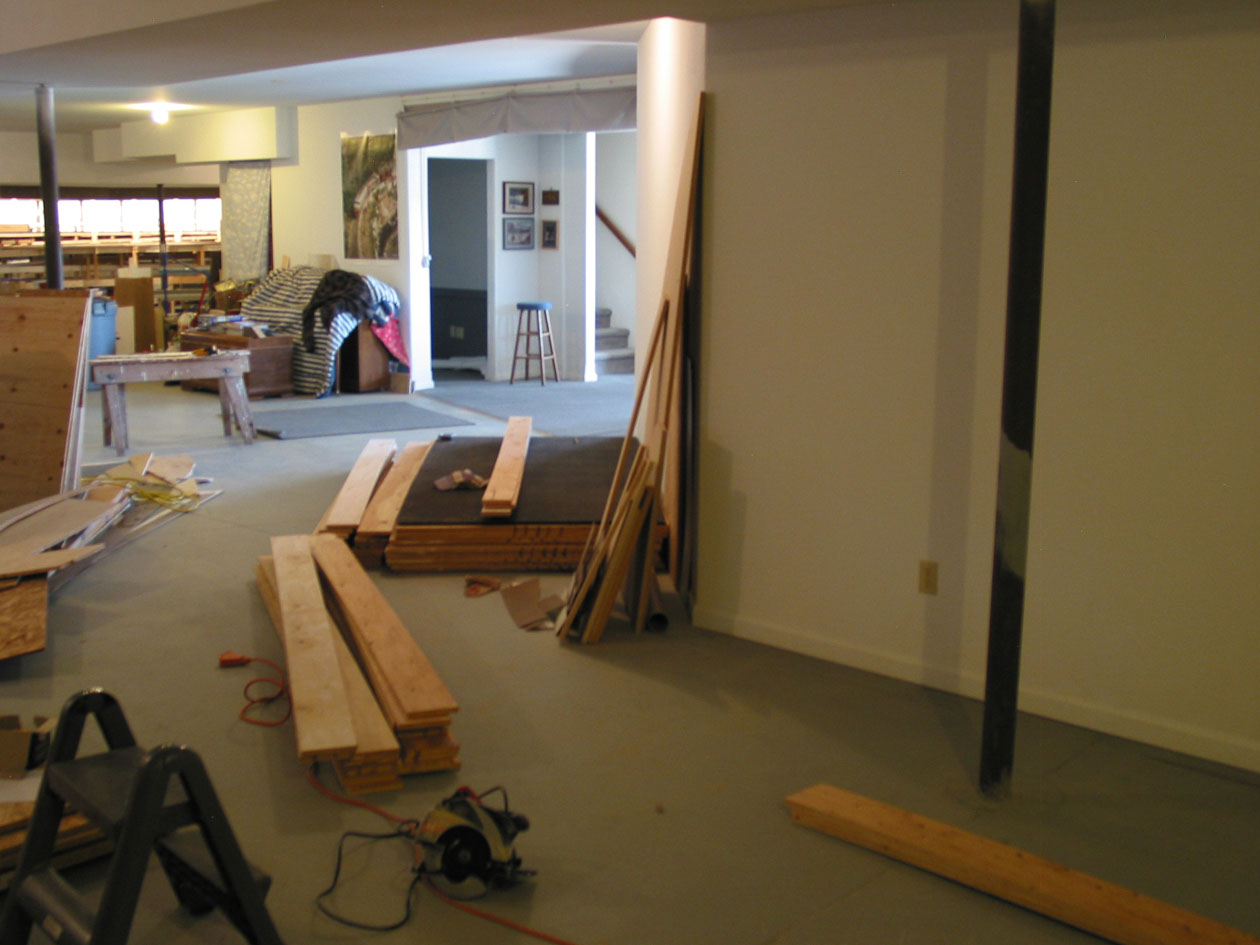  Phase 6 began in March, 2012, at the other end of the basement. The photo is looking back to the phase 2,&nbsp;Millport end of the basement, some 80' away. 