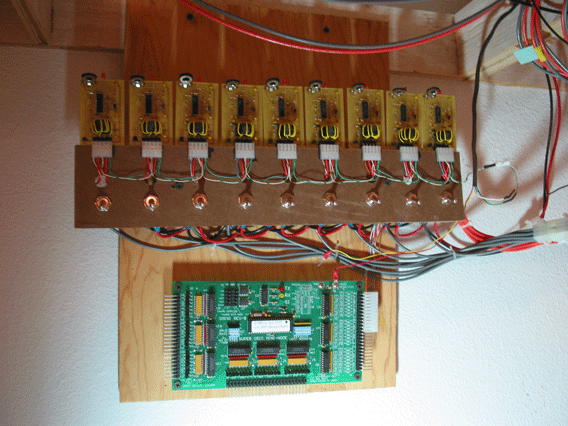 A bank of track-block detectors with Chubb s-mini board servicing the beginning of CTC from Point Vincent to Glen Forge. All blocks have an on/off toggle to help isolate should problems arise.