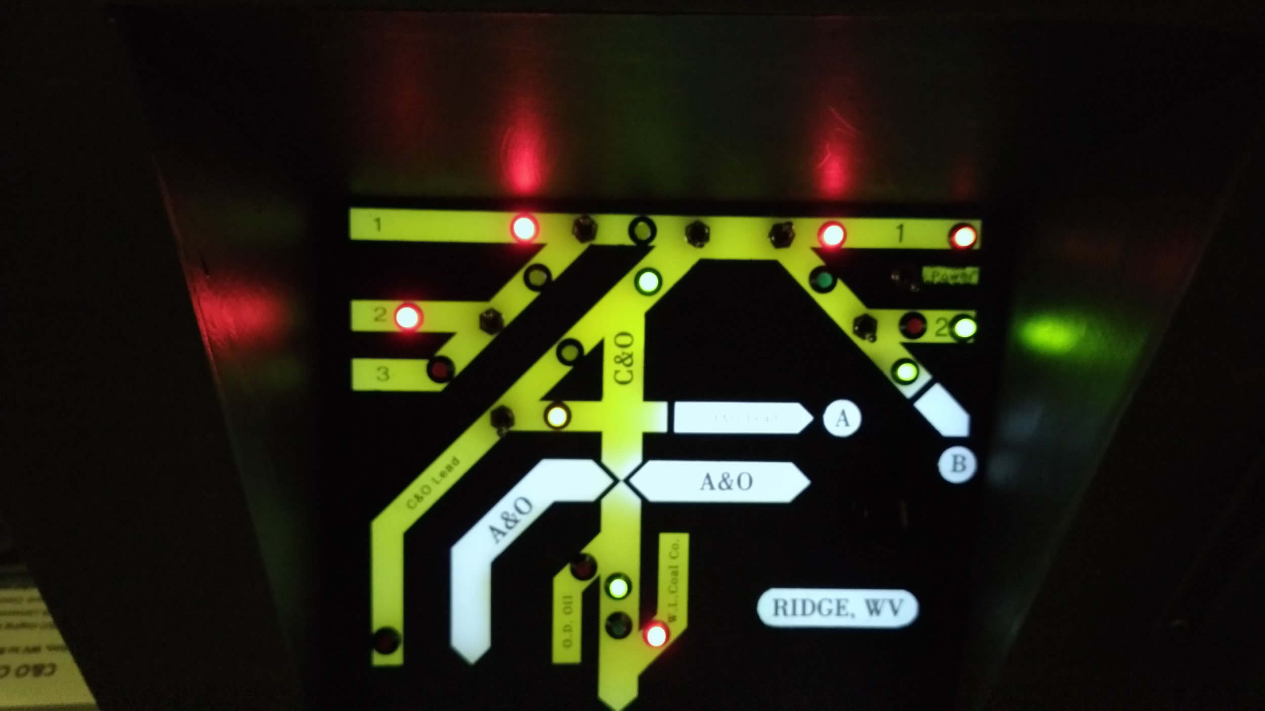  A look at the installed C&amp;O panel shows its 2 staging tracks, 3 industries (top left 1-3 are the Blue Ridge Brick and Block), and two connection points ("A" and&nbsp; "B") with the A&amp;O (see Linnwood panel for connection.)  The C&amp;O Connec