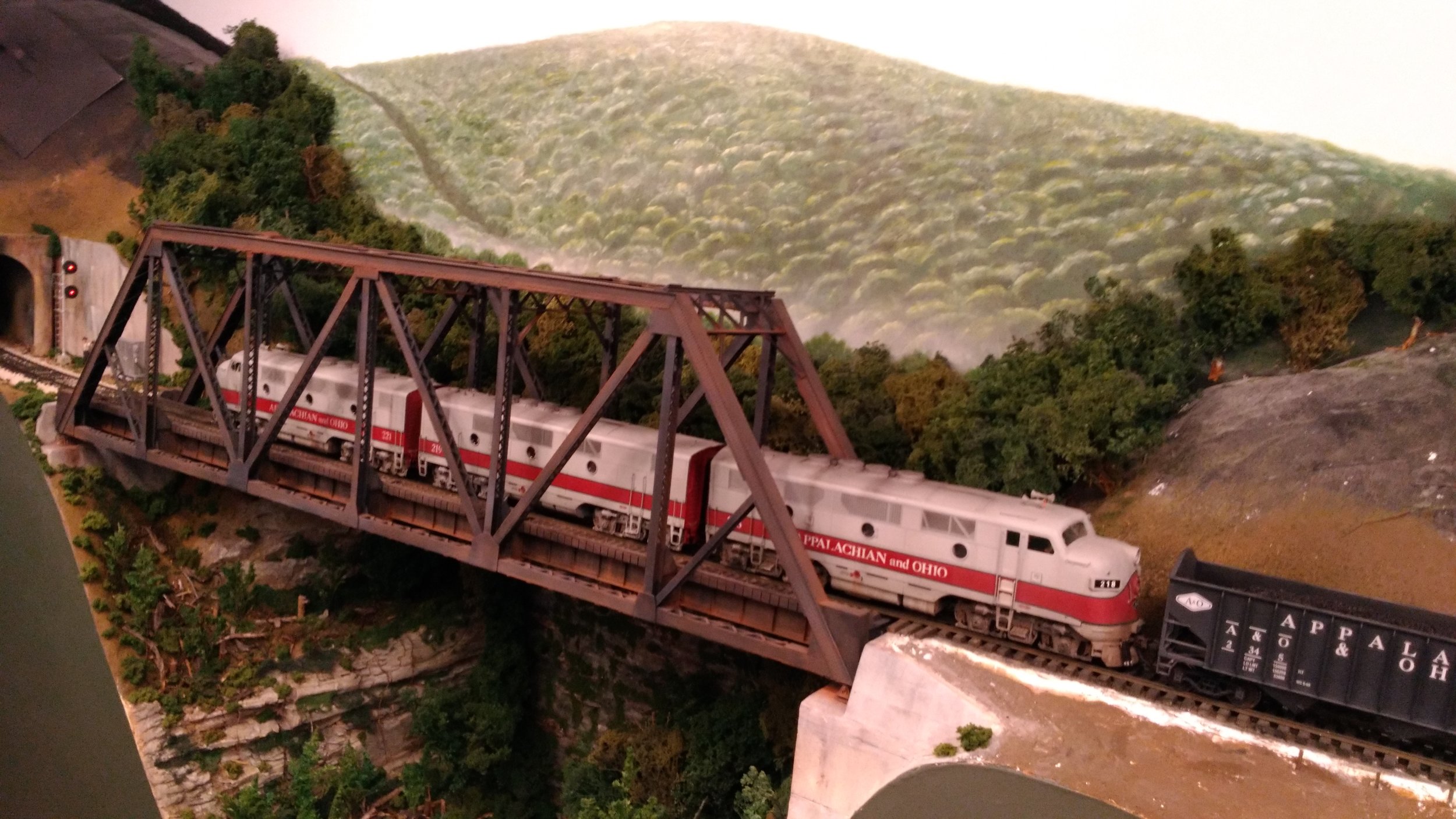  This must be a drone shot of the St. George Gorge bridge crossing. This is detailedAtlas thru truss. 