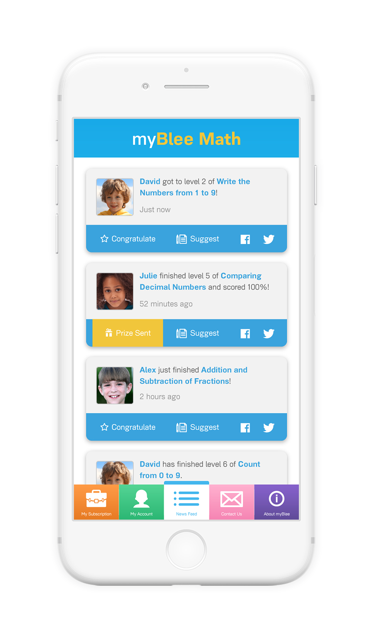 Accompanying iPhone app for parents and teachers to both follow and encourage their children's progress