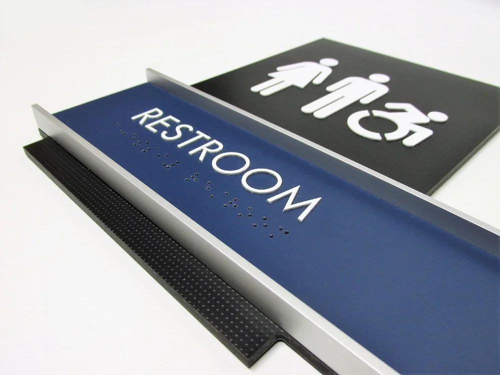 ada custom restroom sign aluminum accent