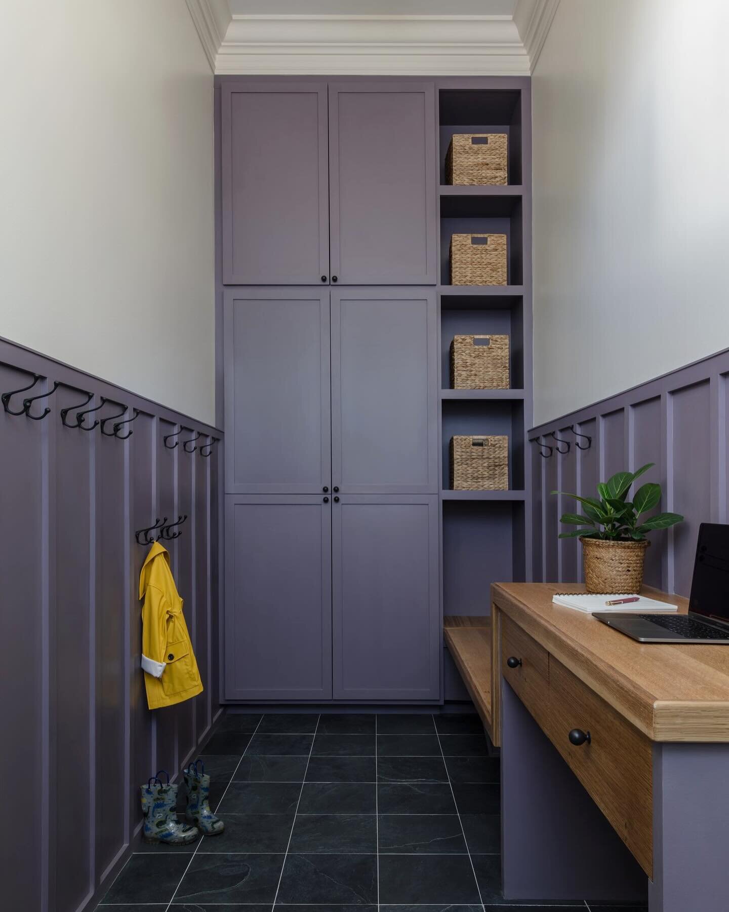 We are 12 days late but still reeling in the freshness of the New Year. Organization doesn&rsquo;t have to be beige, as shown here in the paneled mudroom at St. Thomas Street. A built in desk keeps the mail at bay, and a custom, 30&rdquo; deep applia