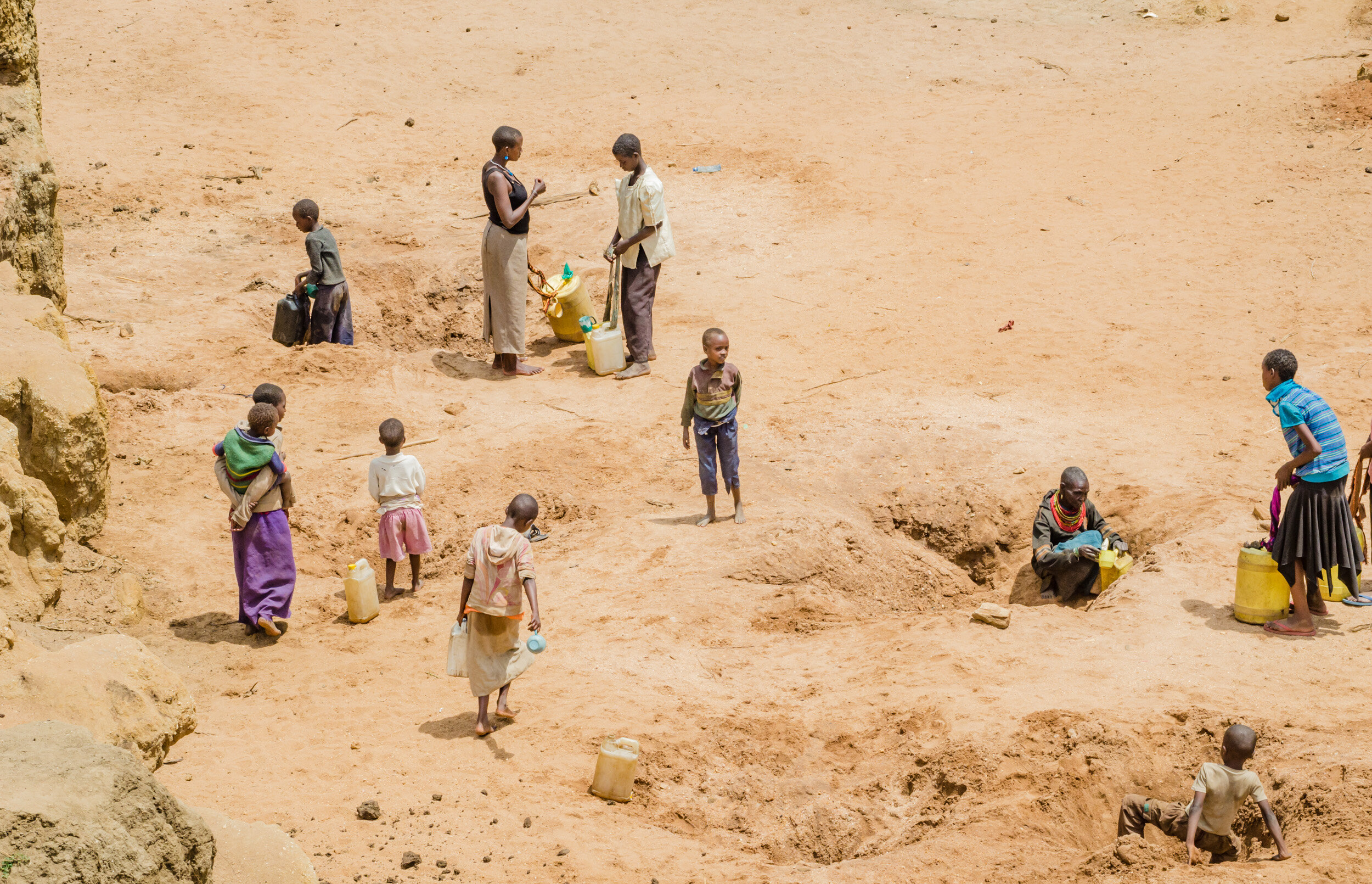 In the arid region of Samburu, Kenya, the main access to water is from dry river beds. (Copy)