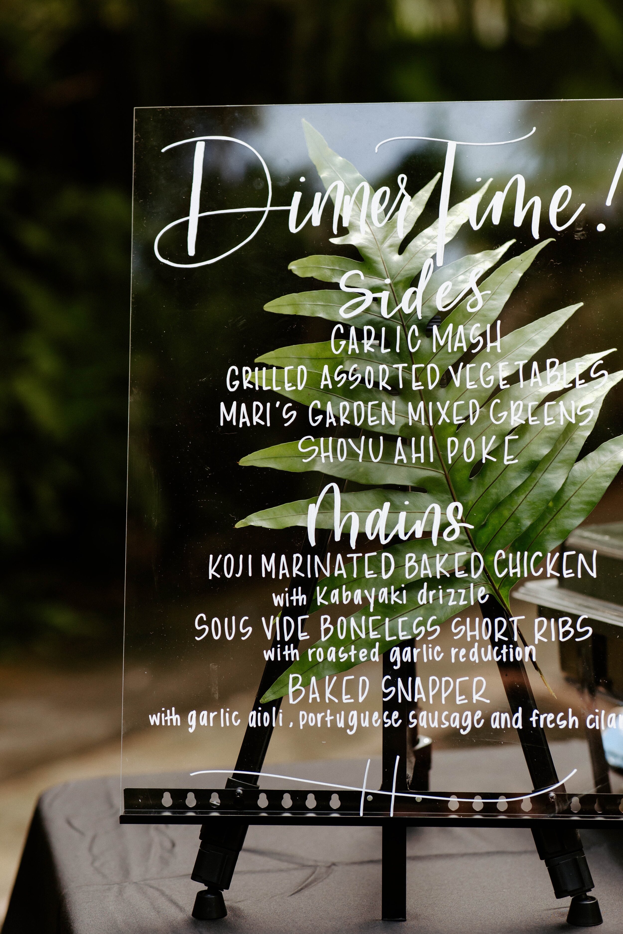 Acrylic Dinner Menu Sign