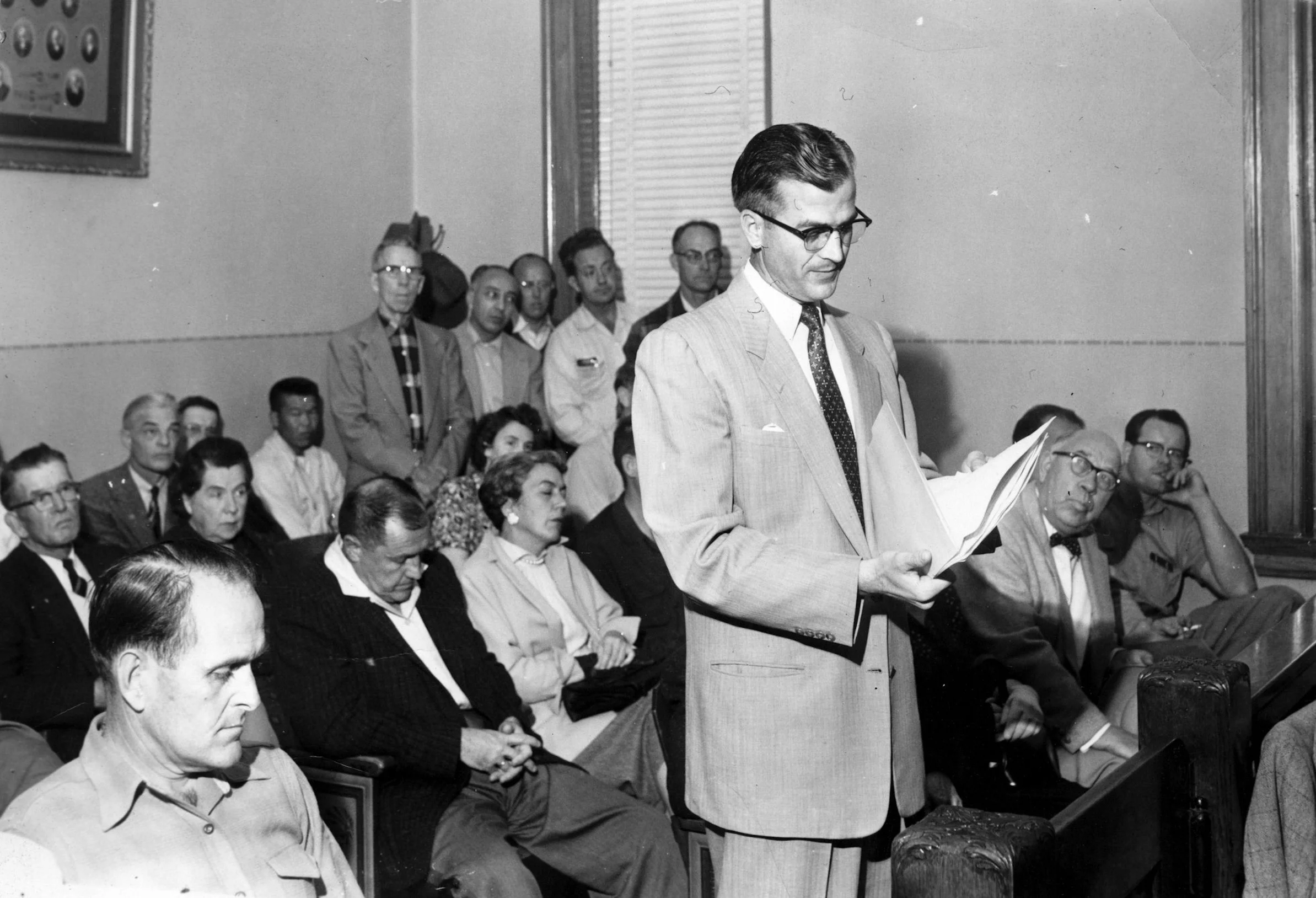 Garden Grove incorporation hearing, ca 1955.