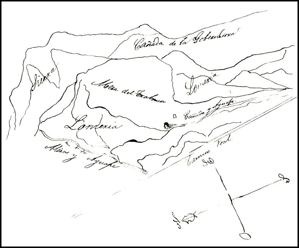An early copy of the diseño (sketch map) of the Rancho Trabuco (from The Branding Iron , June 1953).