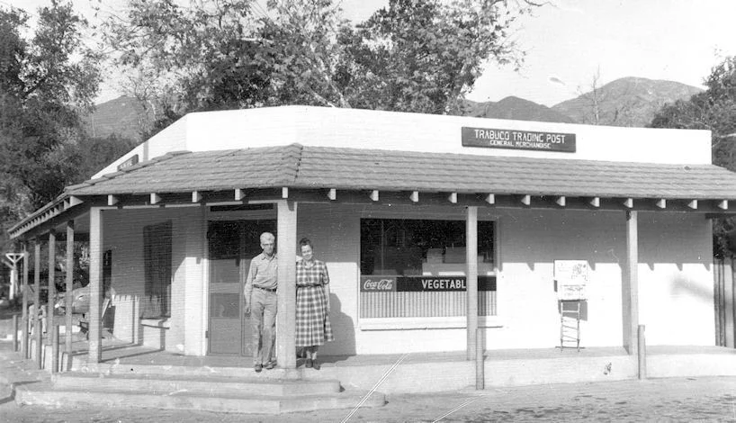 Walter and Esther Mills outside their Trabuco Trading Post, circa 1955 (courtesy the Orange County Archives).