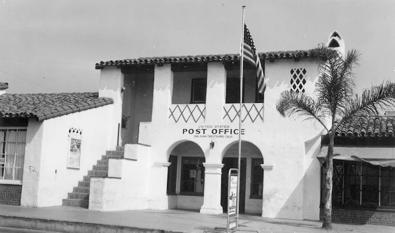 The San Juan Capistrano Post Office, ca 1949 (courtesy the Orange County Archives).