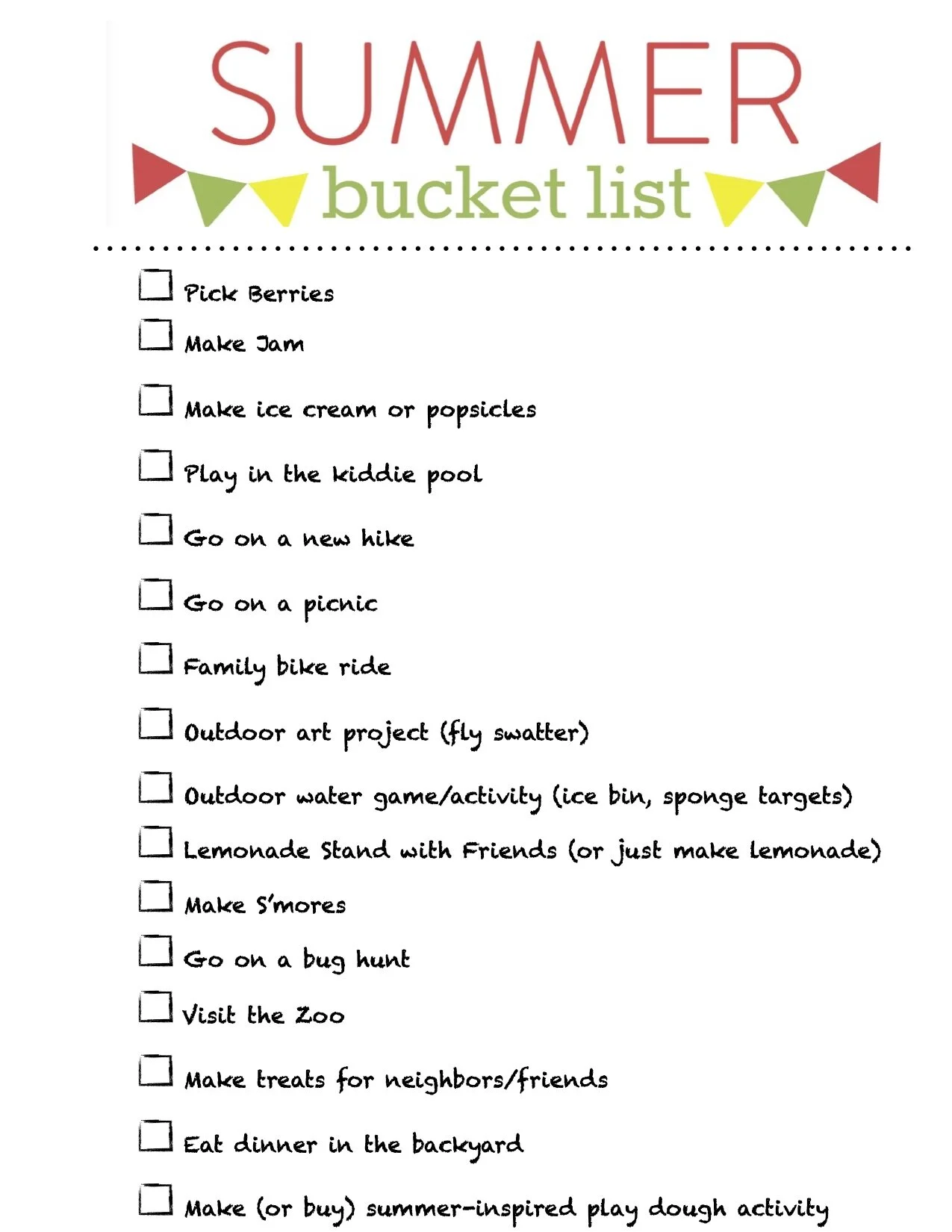 2020 Summer Bucket List