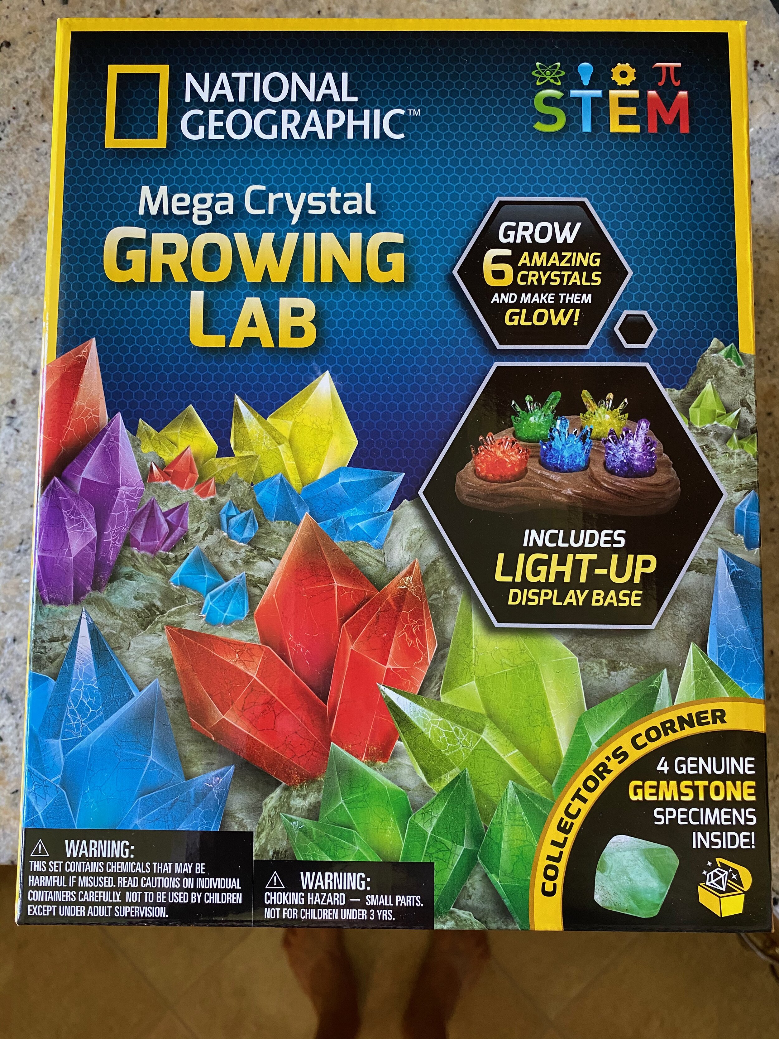 I bought this crystal growing kit a while back and it's very fun! But i  have no clue what the actual crystal is. It's made of monoammonium  phosphate and a seeding mixture 