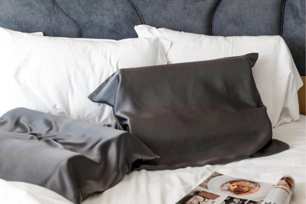 grey silk pillowcase