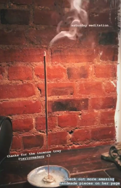 Sorry for the terrible freeze frame >.< This image was capture from a video that a customer sent in while using her Incense Tray! Gotta love these rustic earthy vibes in her BK home.