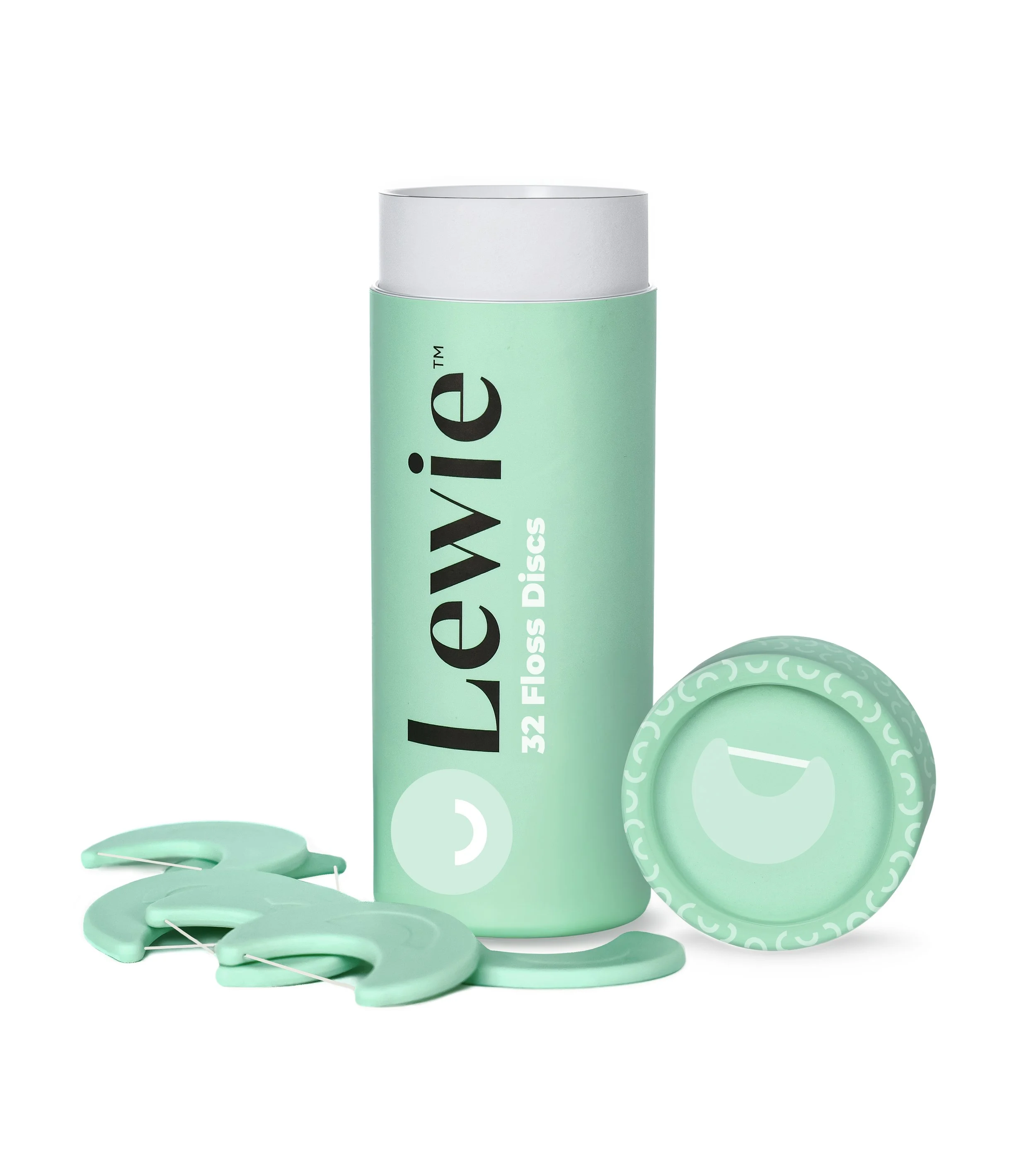 Lewie 32 Pk Flossing Discs_front-cap off with discs.jpg