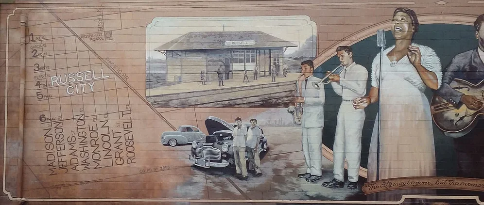 Mural commemorating Russell City by artist Josh Powell, in present-day Hayward, CA.