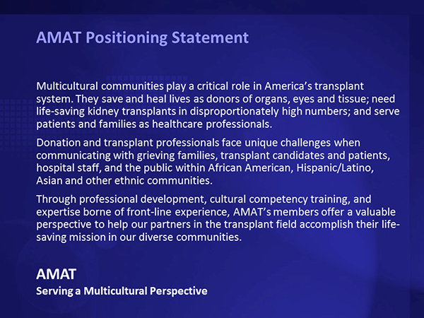 AMAT's positioning statement incorporated their public and professional constituents, their partners' challenges, the high stakes involved, the importance of service, and the strategic imperative to turn their perspective into product offerings.
