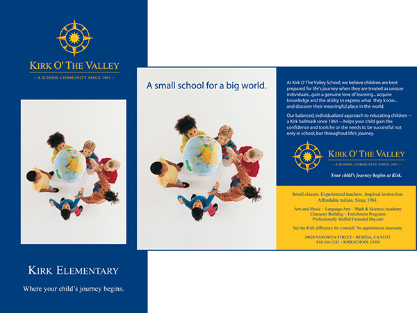 The brochure and print ads emphasized that the school valued diversity and preparing children for a lifelong journey into the world.