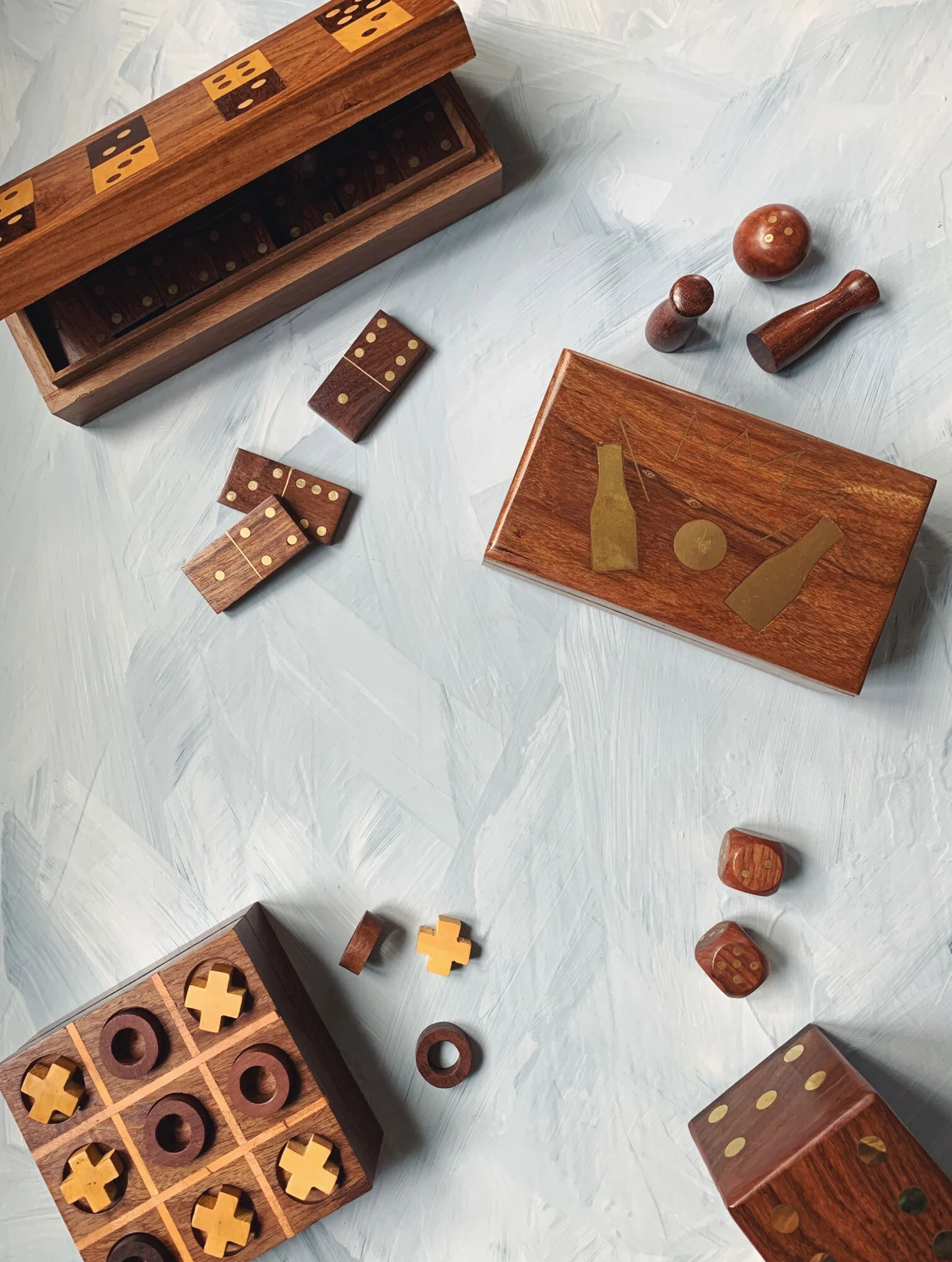Fair-Trade-Travel-Sized-Dominoes-Tic-Tac-Toe-Dice-Tabletop-Bowling-Brass-Inlay-Game-Conscious-Wedding-Party-Favor.jpg