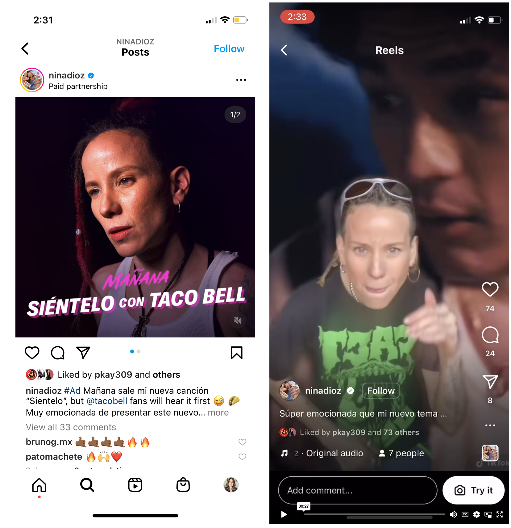  We amplified the spot through influencer social posts:  Like Niña Doz, who is a queer, Mexican Hip Hop artist. Using her music when the host country was anti-LGBTQIA rights was our subtle stance in solidarity with the queer community. 