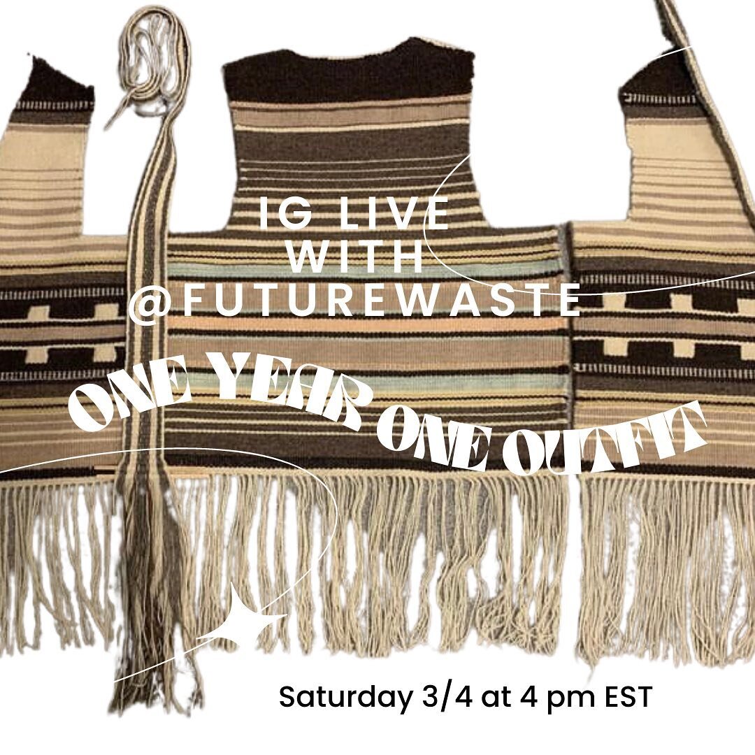 Wondering about  the behind-the-scenes of the folks creating outfits for One Year, One Outfit? We&rsquo;ve got a series of Instagram lives coming up featuring our cohort members! 

First up: Jenni Kusowski @thefuturewaste ! 
We&rsquo;ll be chatting w