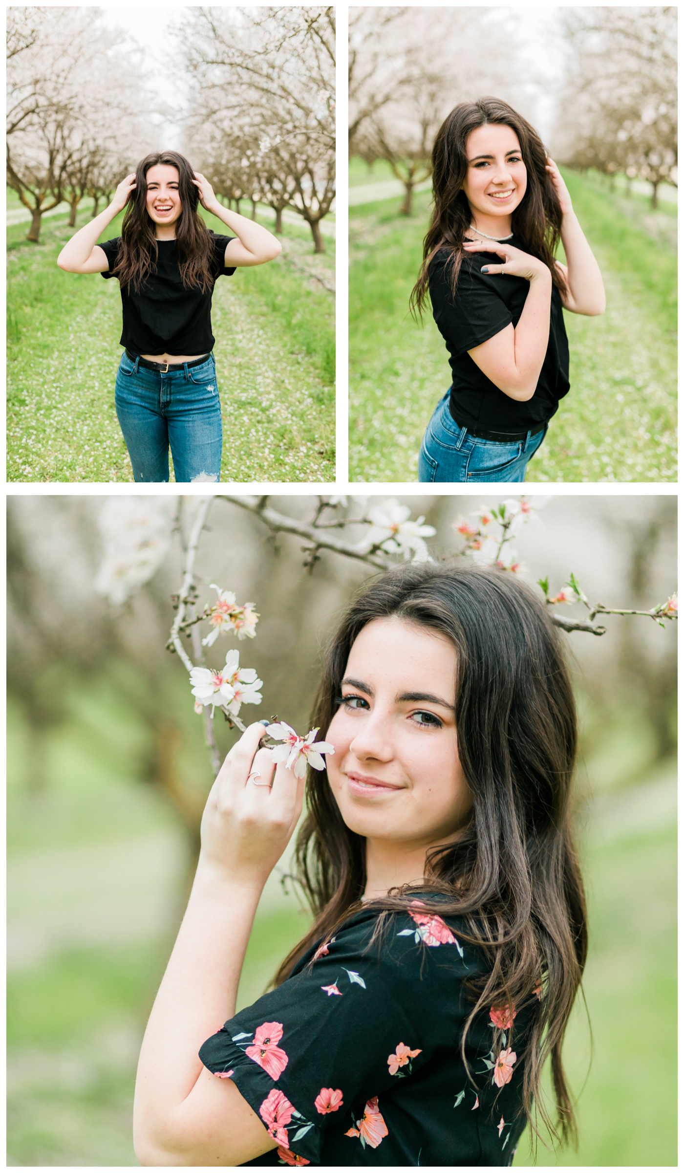 senior girl in the blossoms collage