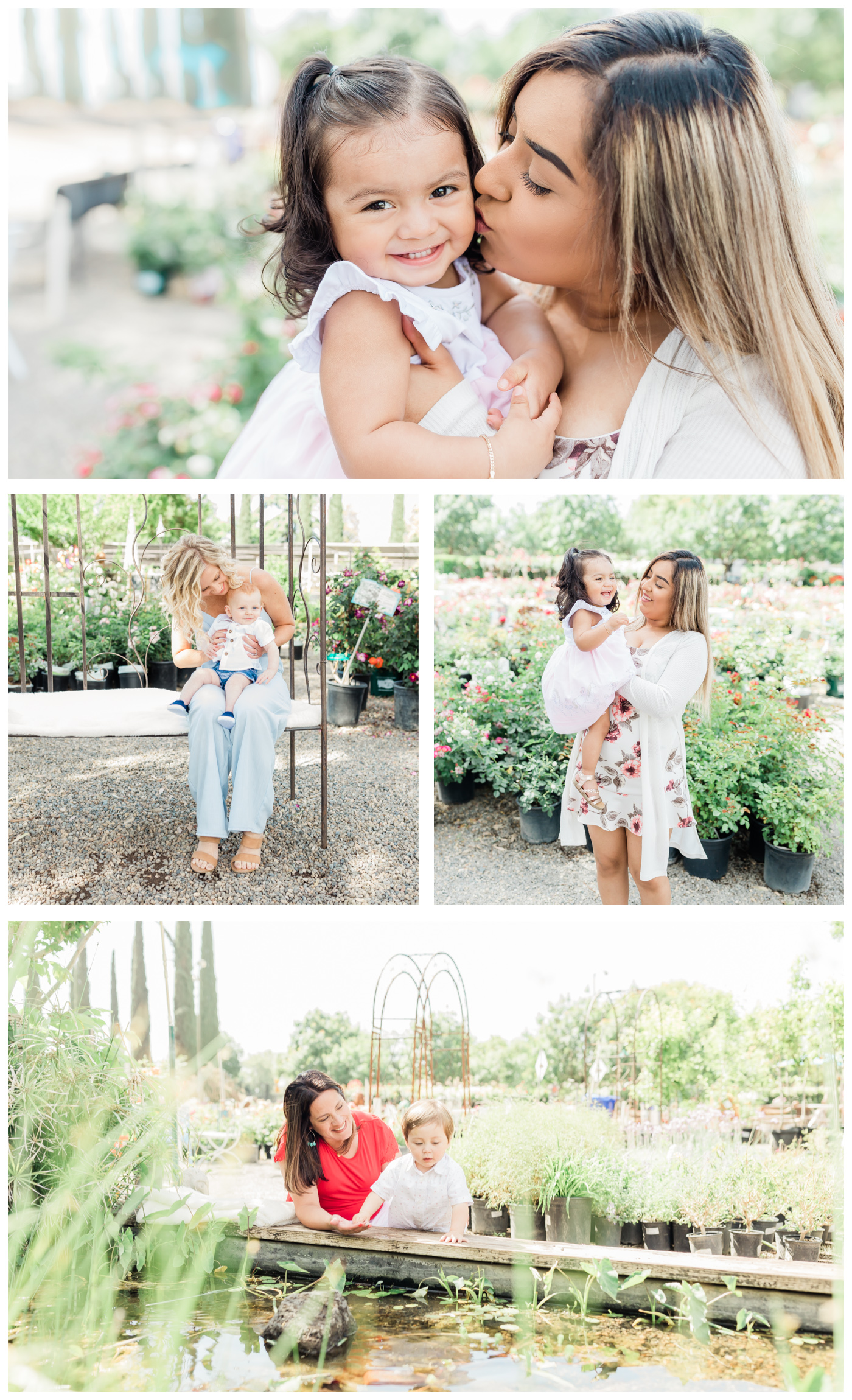 collage of images of mothers playing with little children